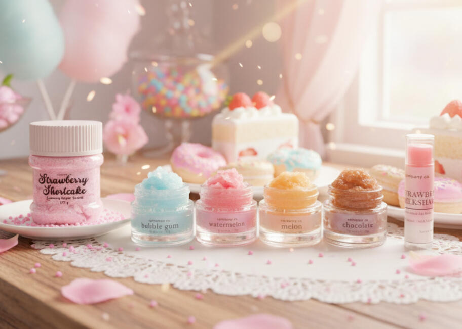 Calmpany Co. Creamy Sugar Scrubs, in watermelon, bubble gum, melon, and creamy chocolate